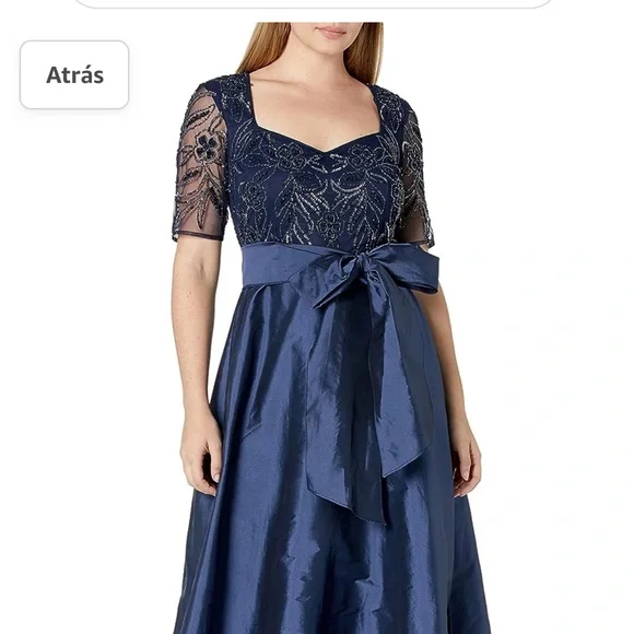 Adrianna Papell Womens Embellished Maxi Evening Dress Navy 6
